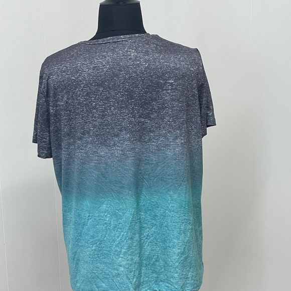 Shein Curve 3XL Graphic Tee Blue Ombre Daisy Butterfly Faith Hope Love Plus Size - Picture 2 of 3